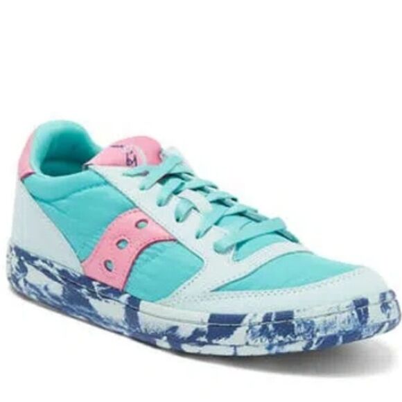 Saucony Shoes - Saucony Jazz Court Sneaker In Aqua/pink unisex